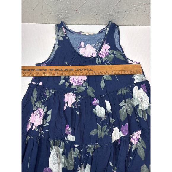 Entro Women's Blue Floral Tiered Sleeveless Relaxed Flowy Top Size Medium - Picture 5 of 5